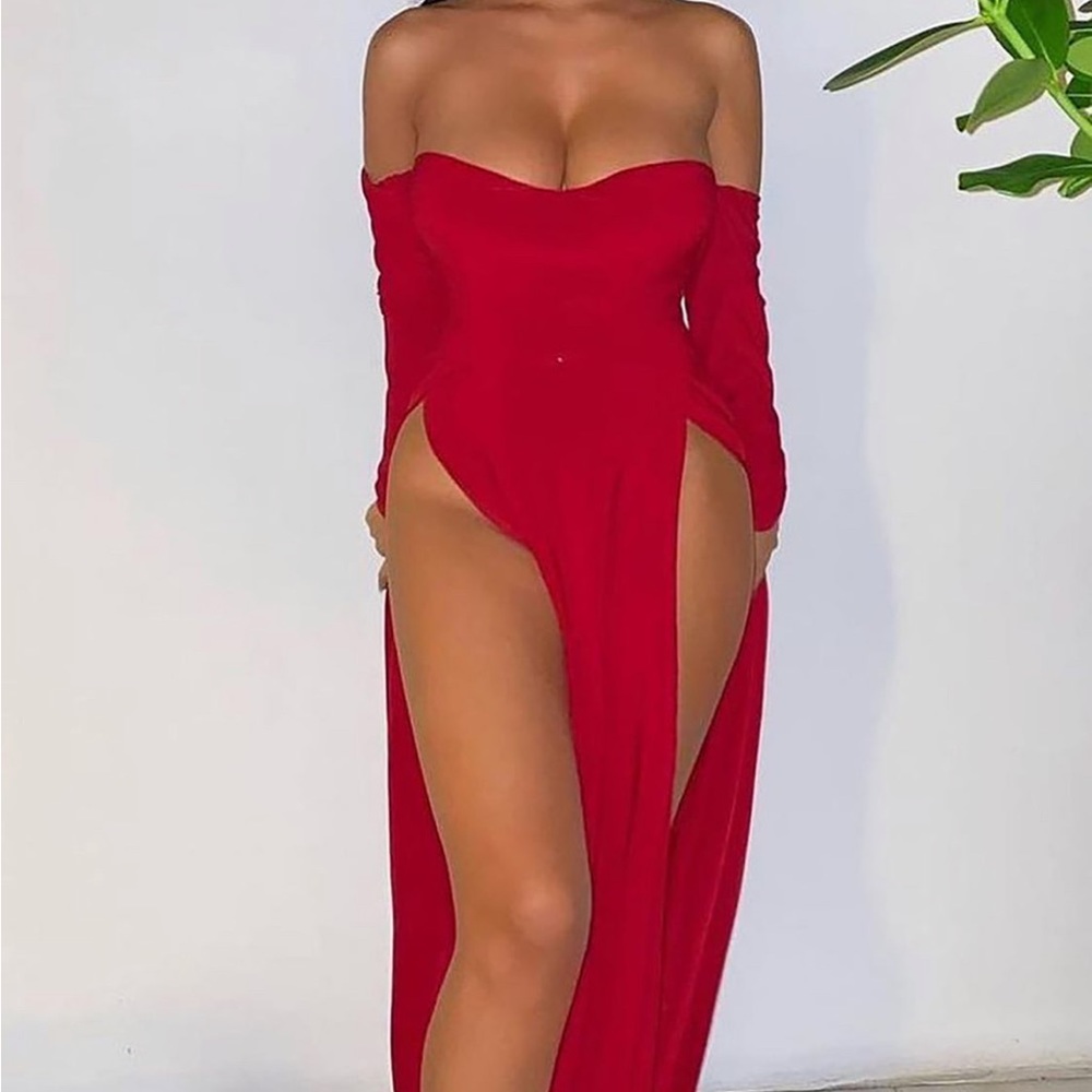 Elegantly fab off shoulder Maxi dress wine fashion nova